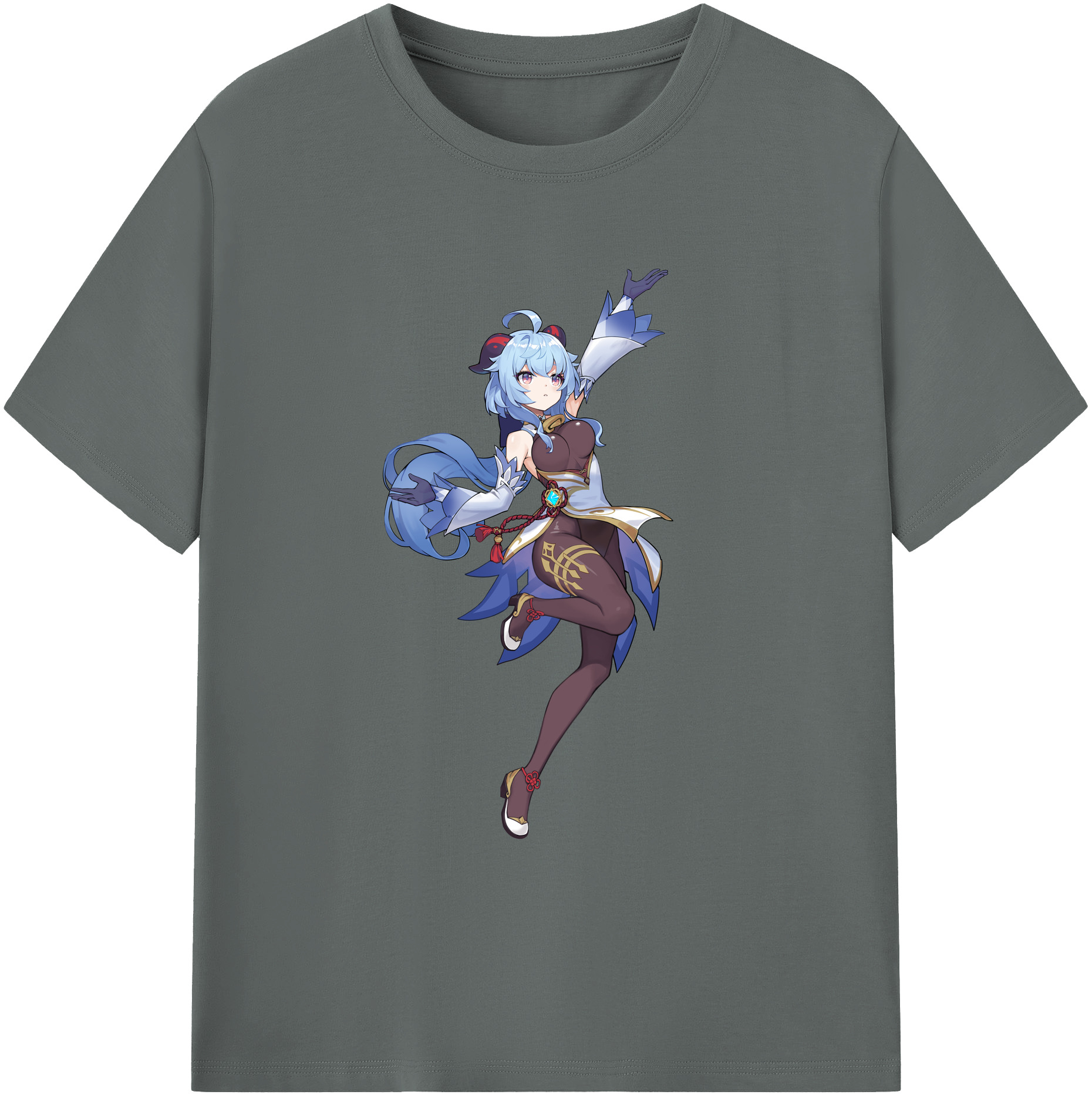 げんし神 甘雨 かんう genshin Ganyu 綿100％ メンズ半袖Tシャツ｜肌触りやわらか＆通気性